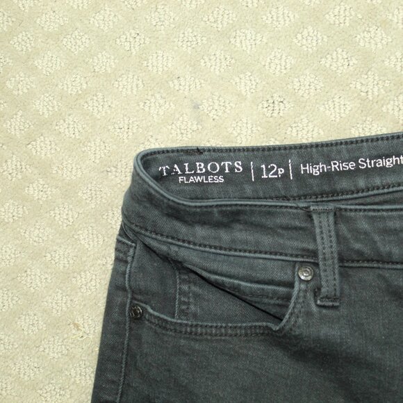Talbots Jeans Size 12 Petite Dark Gray Straight Ankle Ladies Pants Stretch - Picture 6 of 6